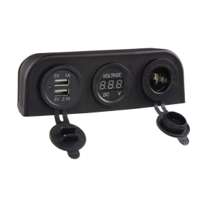 Nabíječka s panelem 12V / 24V - 2x USB / CL zásuvka / voltmetr